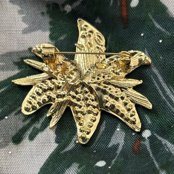 Gold and Silver Lily Rhinestone Floral Brooch - Picture 3 of 3